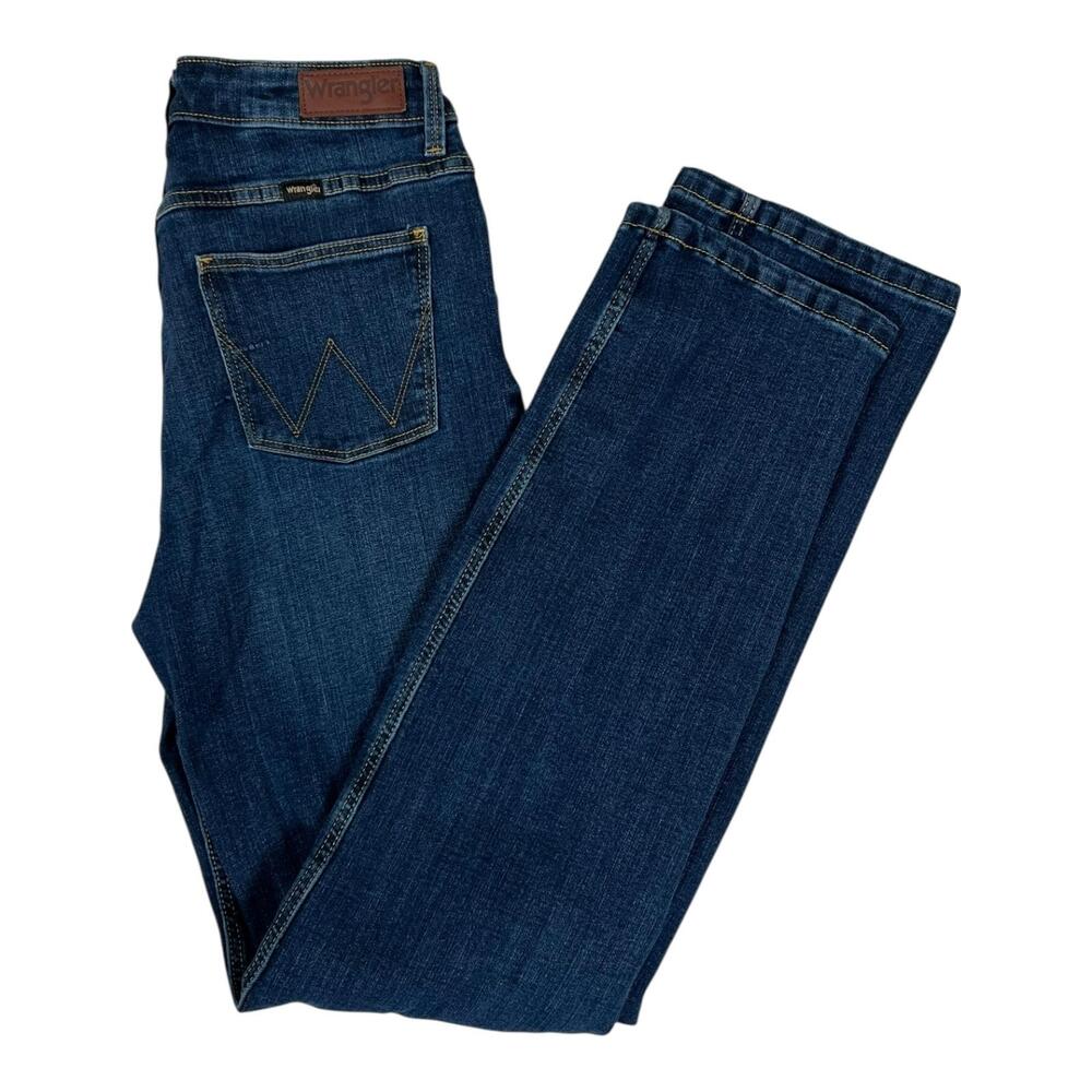 Wrangler High Rise True Straight Jeans Womens 6x34 Stretch Denim Medium Wash